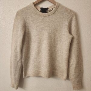 Boden Oatmeal Wool Blend Fluffy Bow Back Jumper  Melange Sweater Womens XS